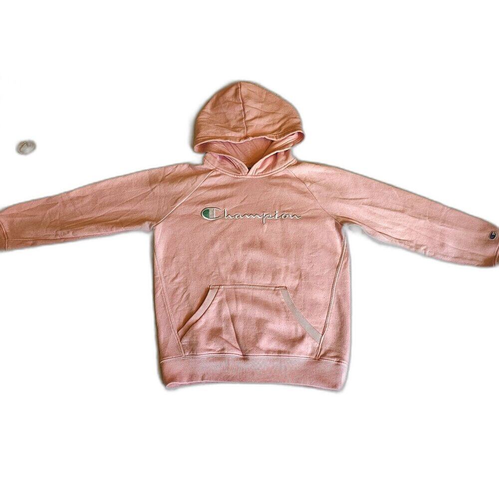 Y2K Champion Soft Pink Hoodie With Front Pocket And Soft Fleece Girls Size Med